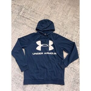 Under‎ Armour Hoodie Mens Medium Blue Pullover Logo Athletic Casual Activewear